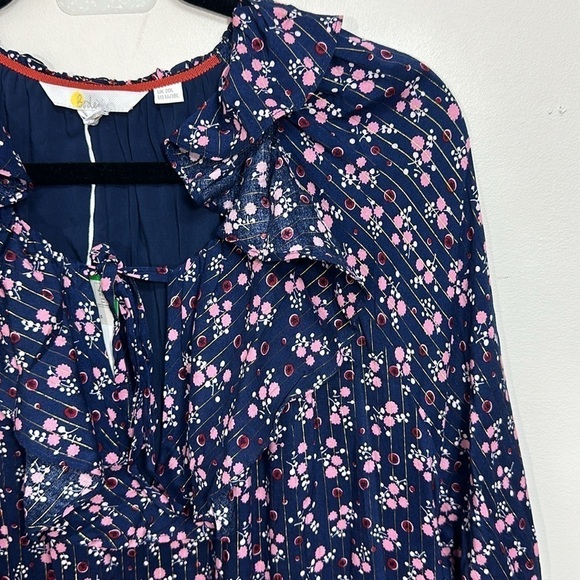 Boden Metallic Frill Detail Dress Navy Berry Sprig Size 16/18L NWT - Picture 5 of 9